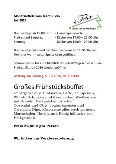Frühstückbuffett 2026