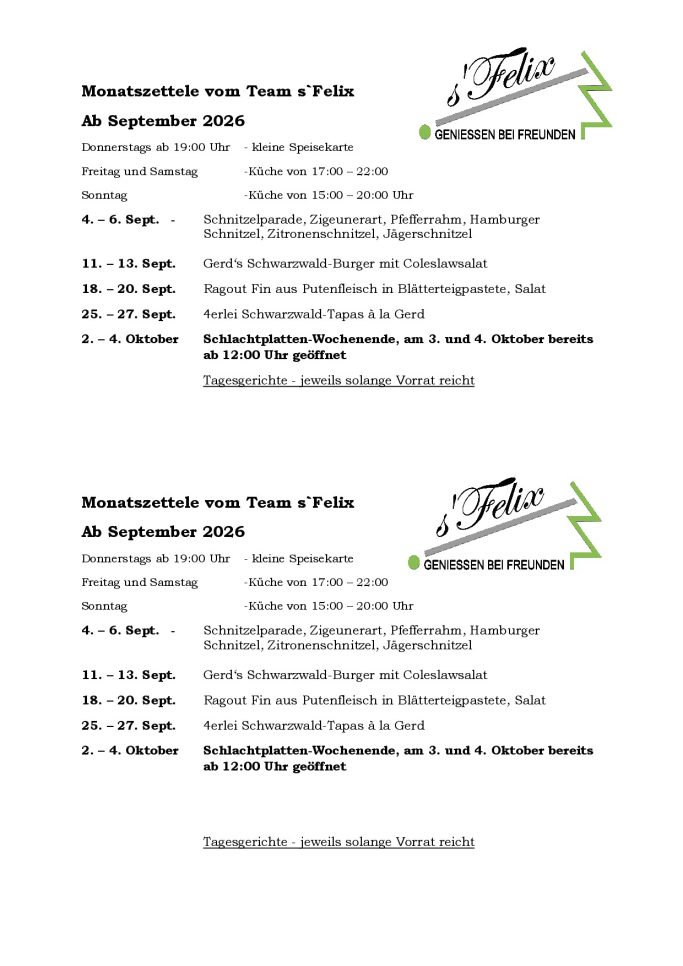 September 2026 Monatszettele